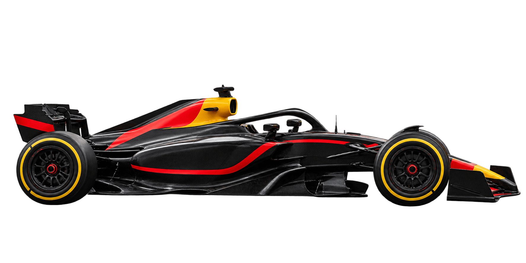 Formula 1 car, side view